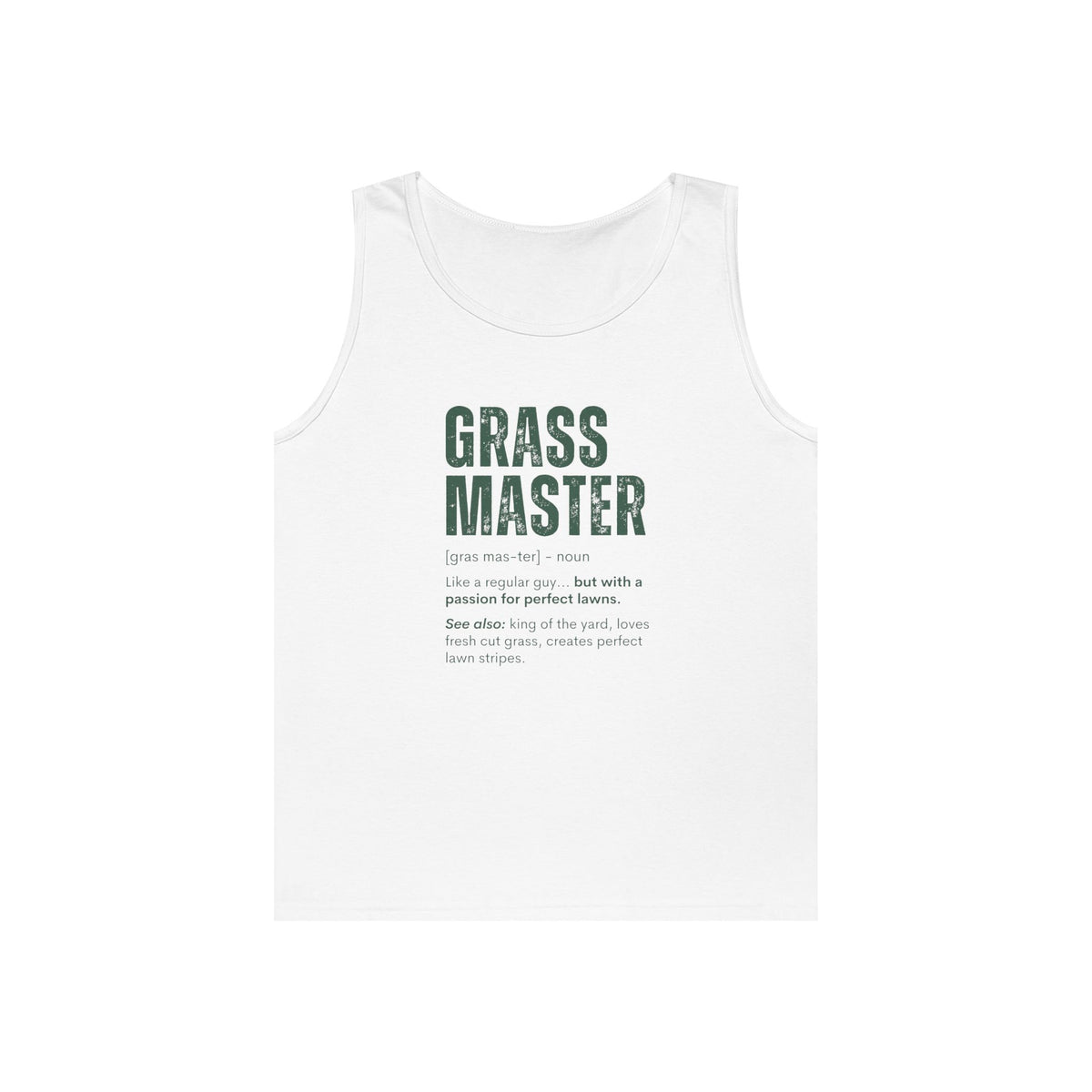 Grass Master Tank Top for Men, Funny Lawn Care Definition Sleeveless Shirt, Mowing Gift, Yard Work Singlet