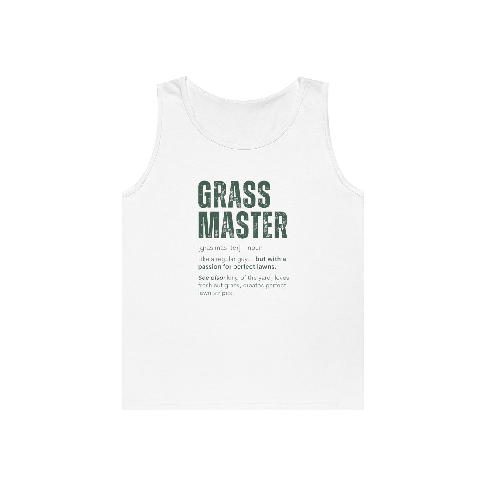 Grass Master Tank Top for Men, Funny Lawn Care Definition Sleeveless Shirt, Mowing Gift, Yard Work Singlet