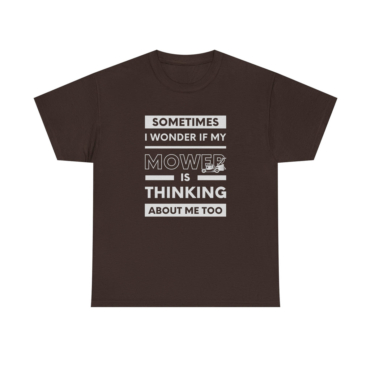Mower Thinking About Me shirt back view - lawn humor gift shirt