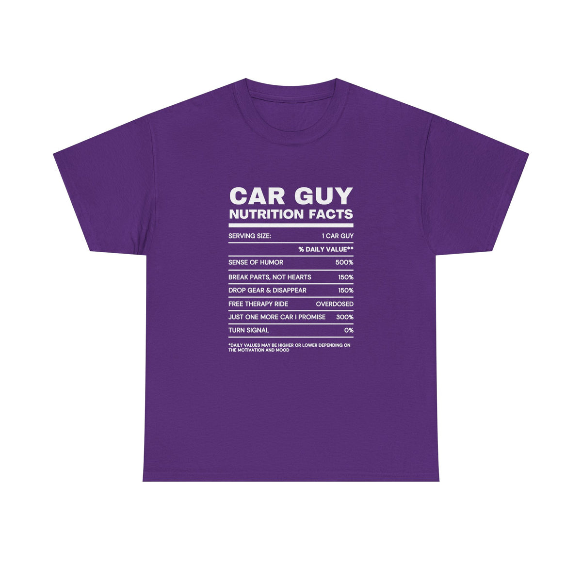 Car Guy Nutrition Facts T-Shirt | Funny Car Enthusiast Tee