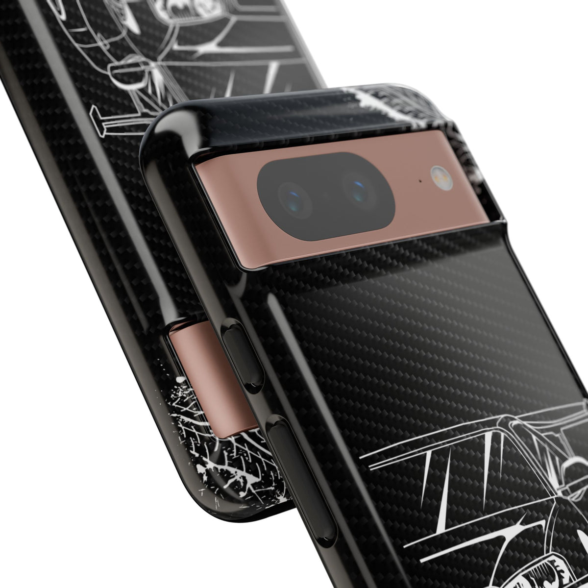 JDM Legends Never Die Tough Phone Case - Google Pixel 8, glossy, camera cutout close-up