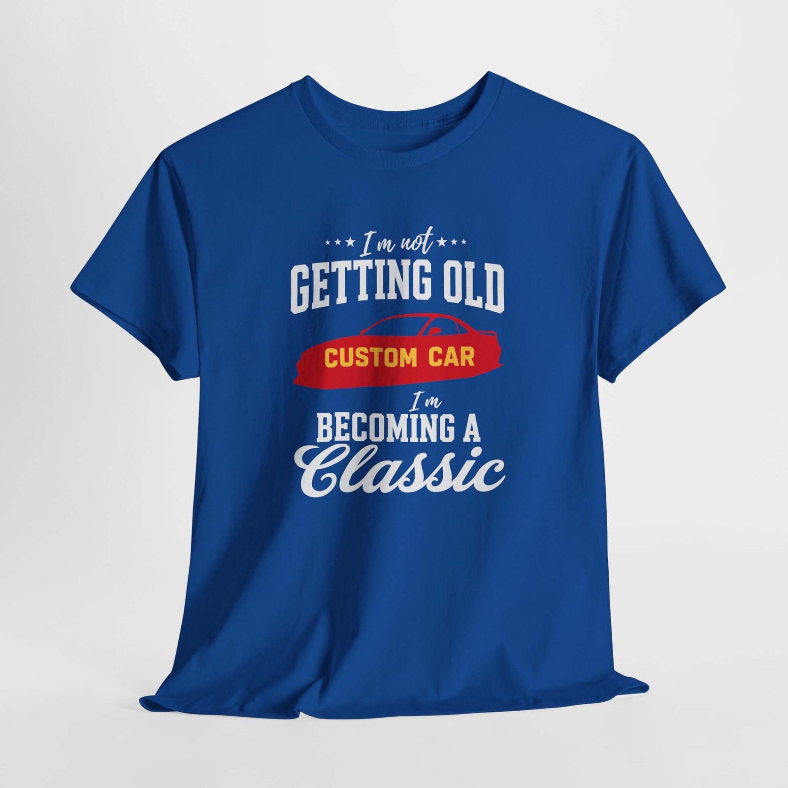 Becoming a Classic car t-shirt back view | Funny car birthday shirt | 365CarMods