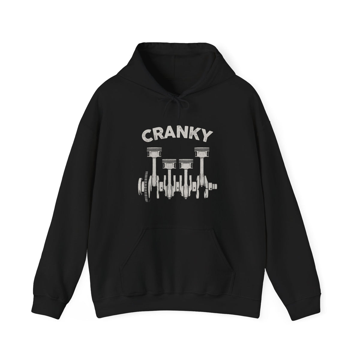 Cranky Mechanic Hoodie - crankshaft piston engine humor hoodie for car guys