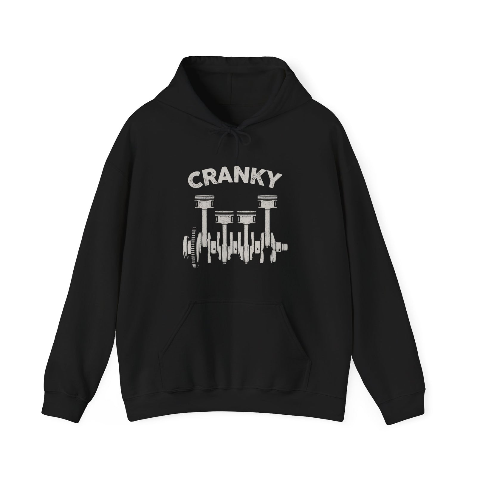 Cranky Mechanic Hoodie - crankshaft piston engine humor hoodie for car guys