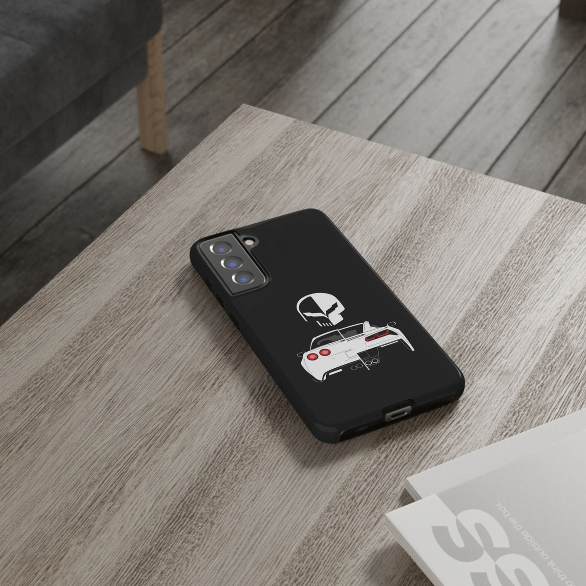 Corvette Punisher Skull Tough Phone Case | Muscle Car Guy Gift