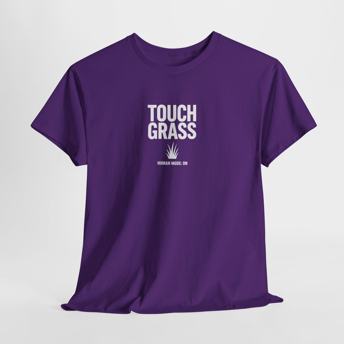 Touch Grass Human Mode On funny AI t-shirt - center chest graphic tee for programmers