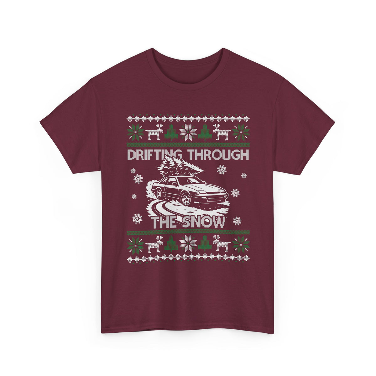 Drifting Through the Snow Ugly Christmas Shirt, Holiday Gift Tee, Christmas Party, JDM Drift Car Guy T-Shirt