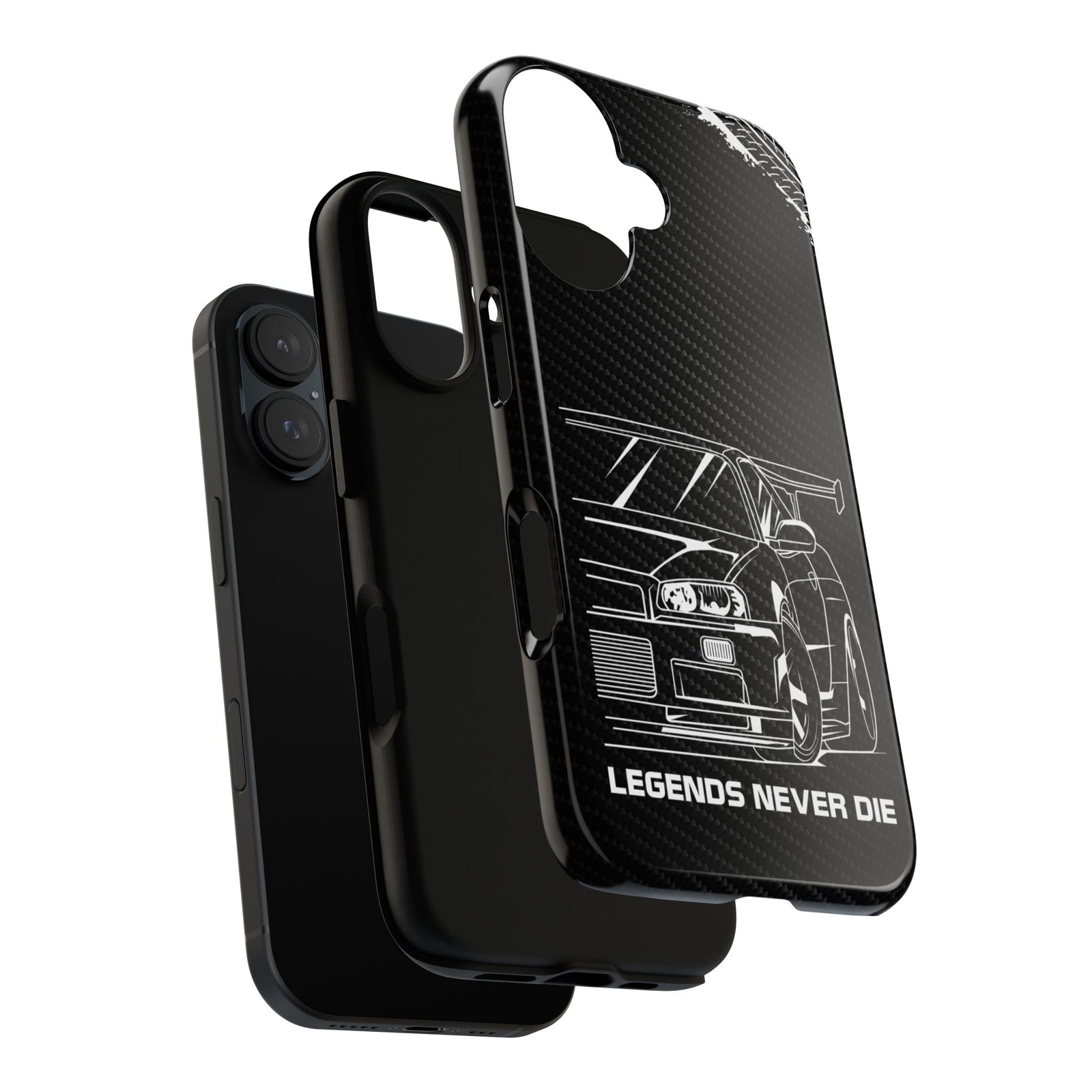 JDM Legends Never Die Tough Phone Case - iPhone 16, glossy, dual-layer protection