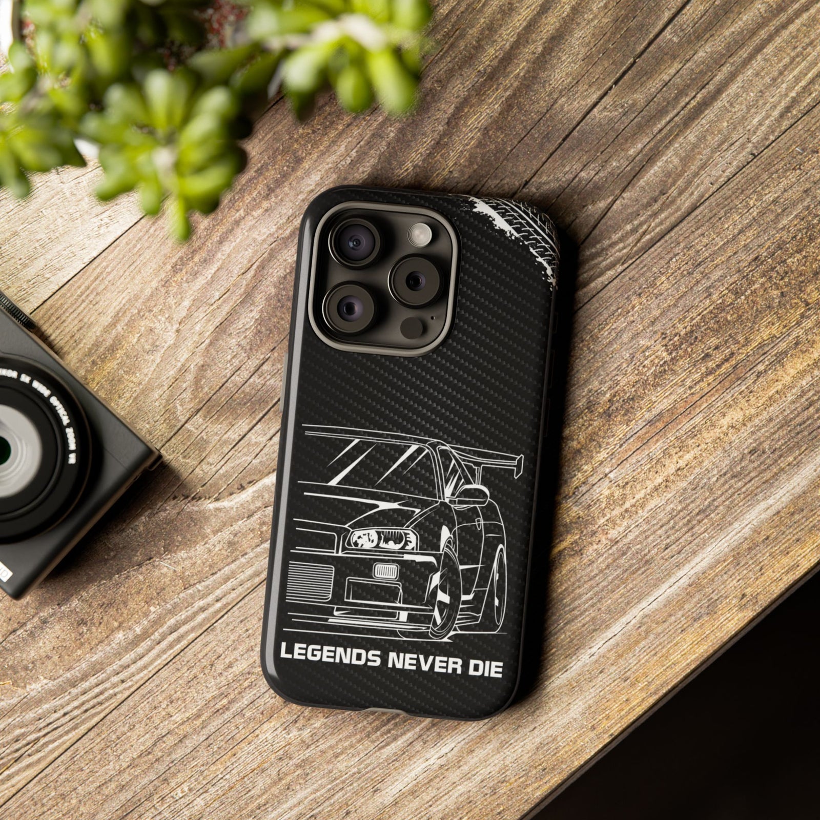 JDM Legends Never Die Tough Phone Case - iPhone 15 Pro, glossy, lifestyle photo