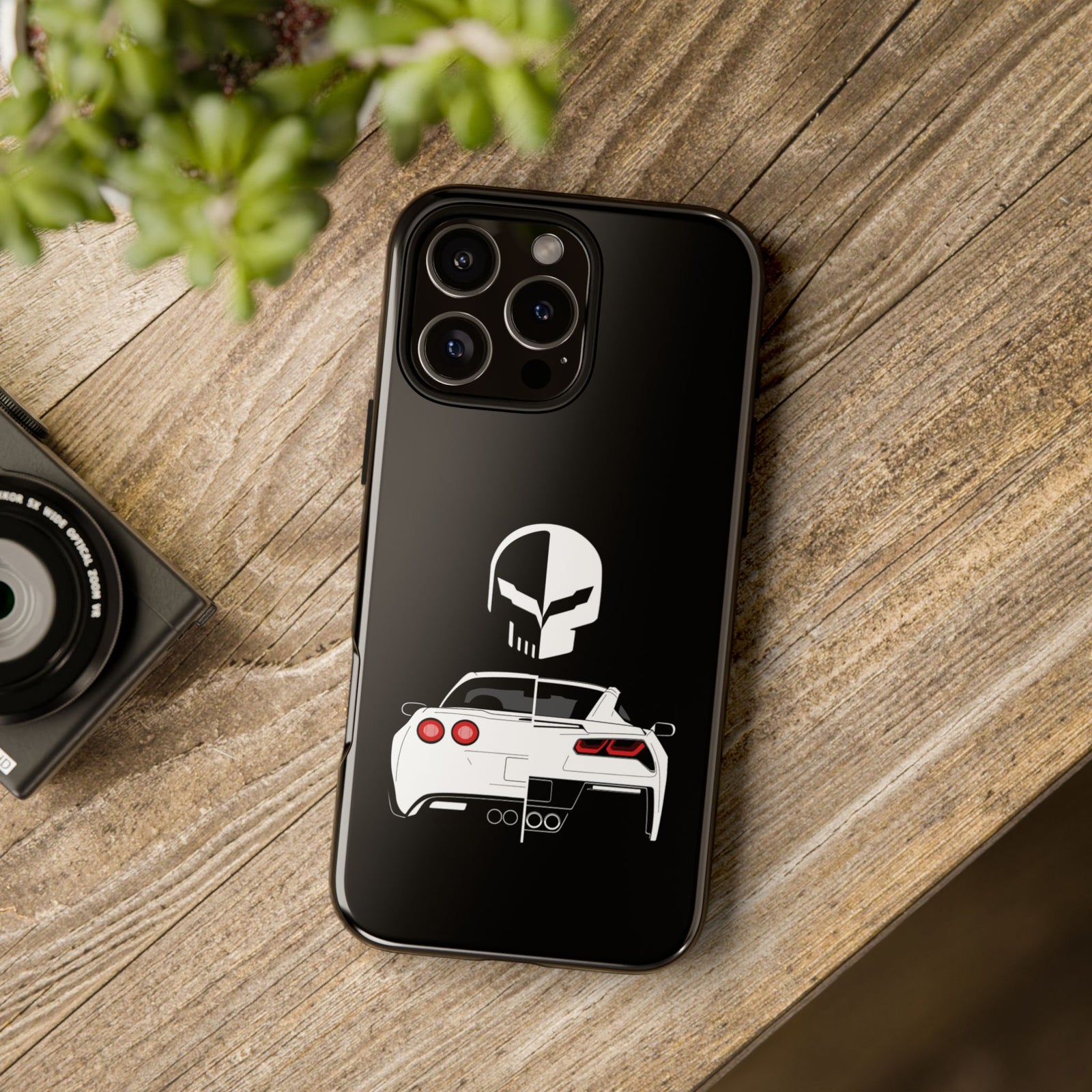 Corvette Punisher Skull Tough Phone Case | Muscle Car Guy Gift