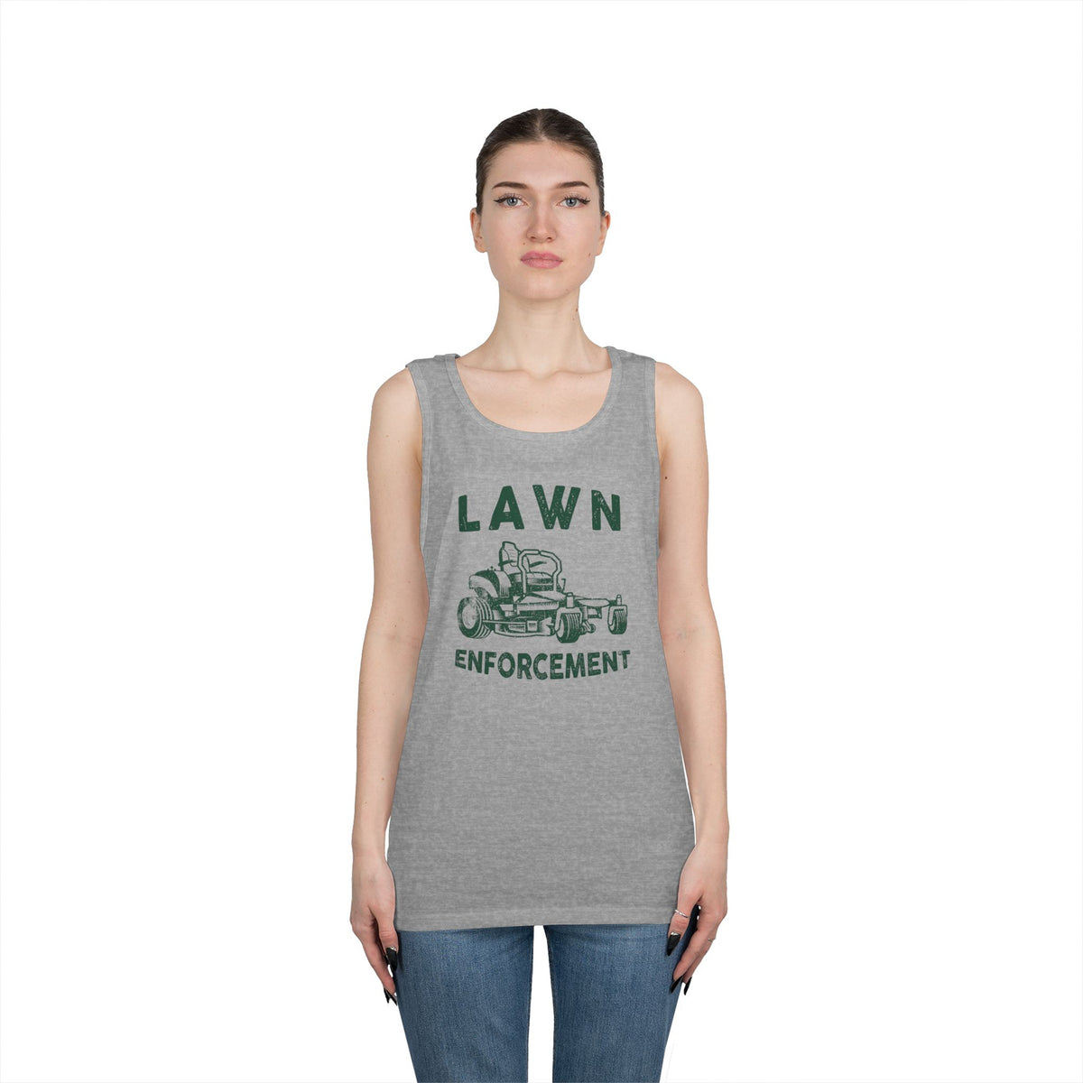 Lawn Enforcement Tank Top for Men, Funny Mowing Officer Sleeveless Shirt, Zero Turn Mower Gift, Gardener Singlet
