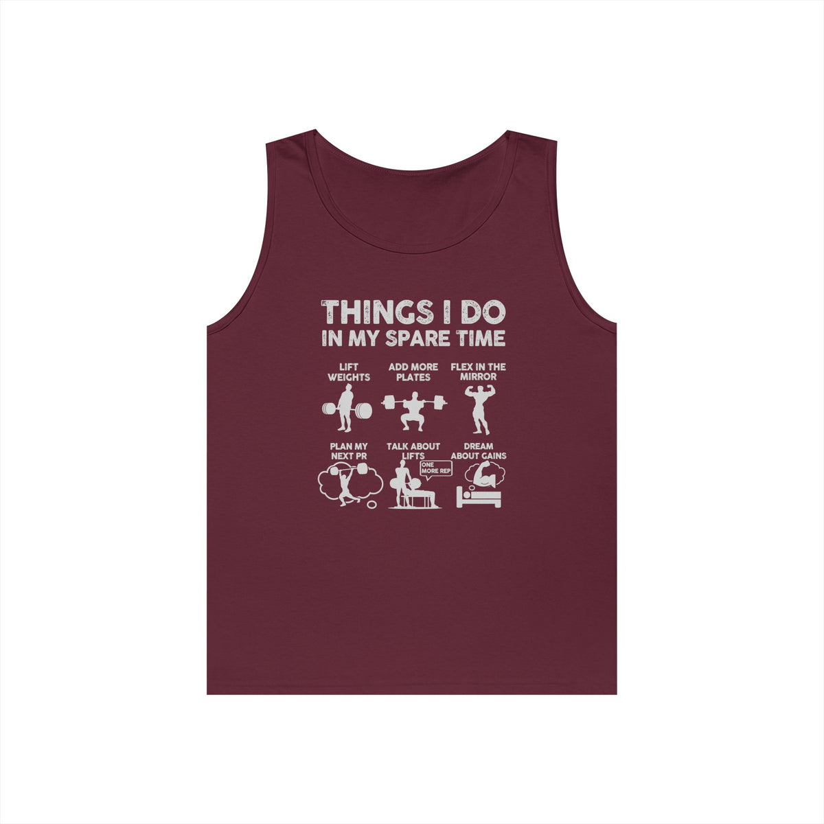 Gym Tank Top for Men, Funny Weightlifting Spare Time Sleeveless Shirt, Workout Lifting Gift, Bodybuilder Singlet