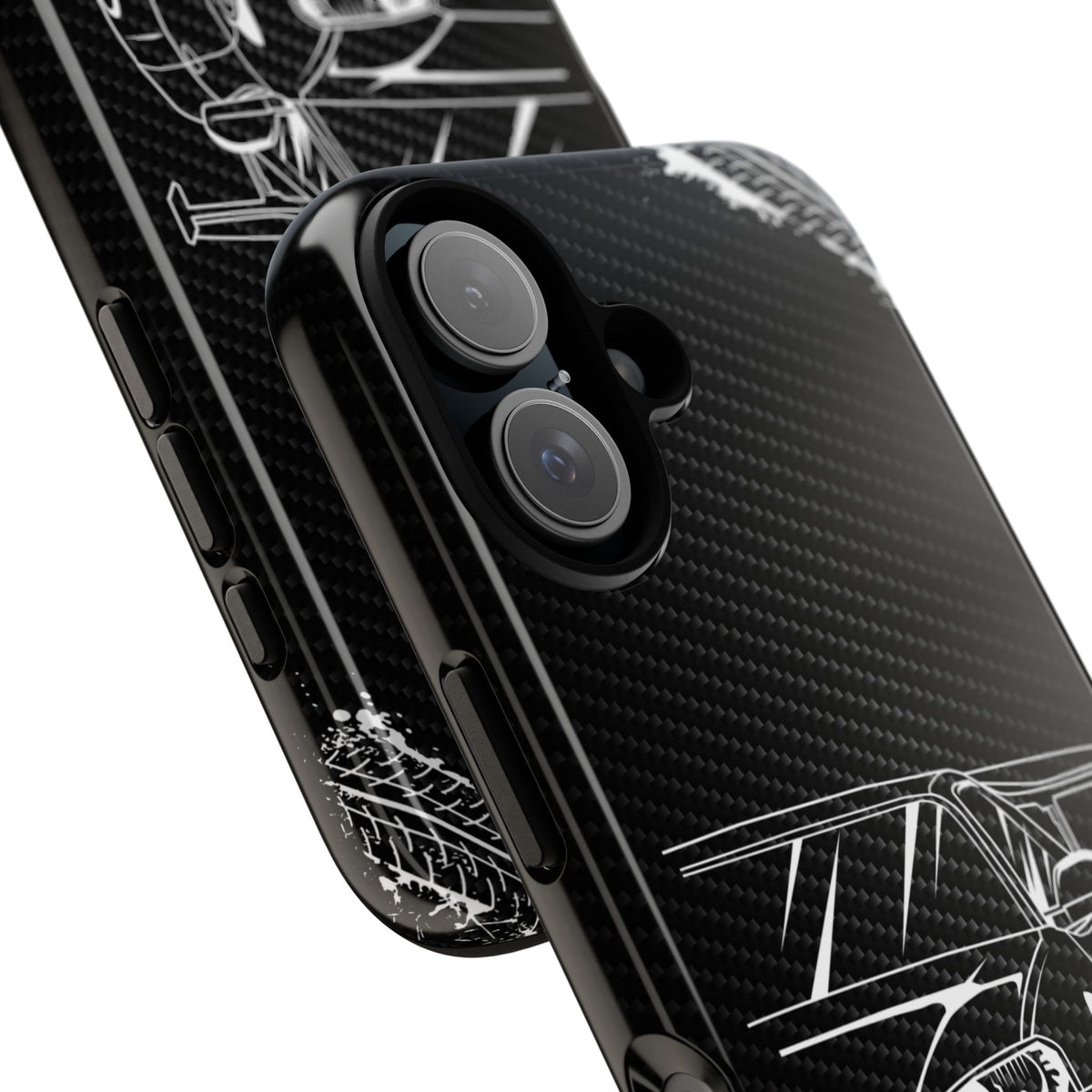 JDM Legends Never Die Tough Phone Case - iPhone 16, glossy, camera cutout close-up
