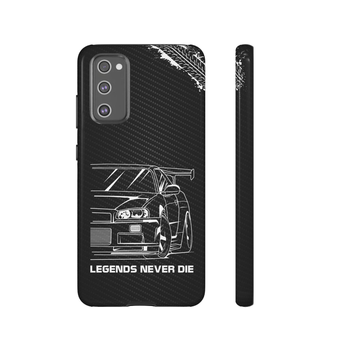 JDM Legends Never Die Tough Phone Case - Samsung Galaxy S20 FE, glossy, front and side view
