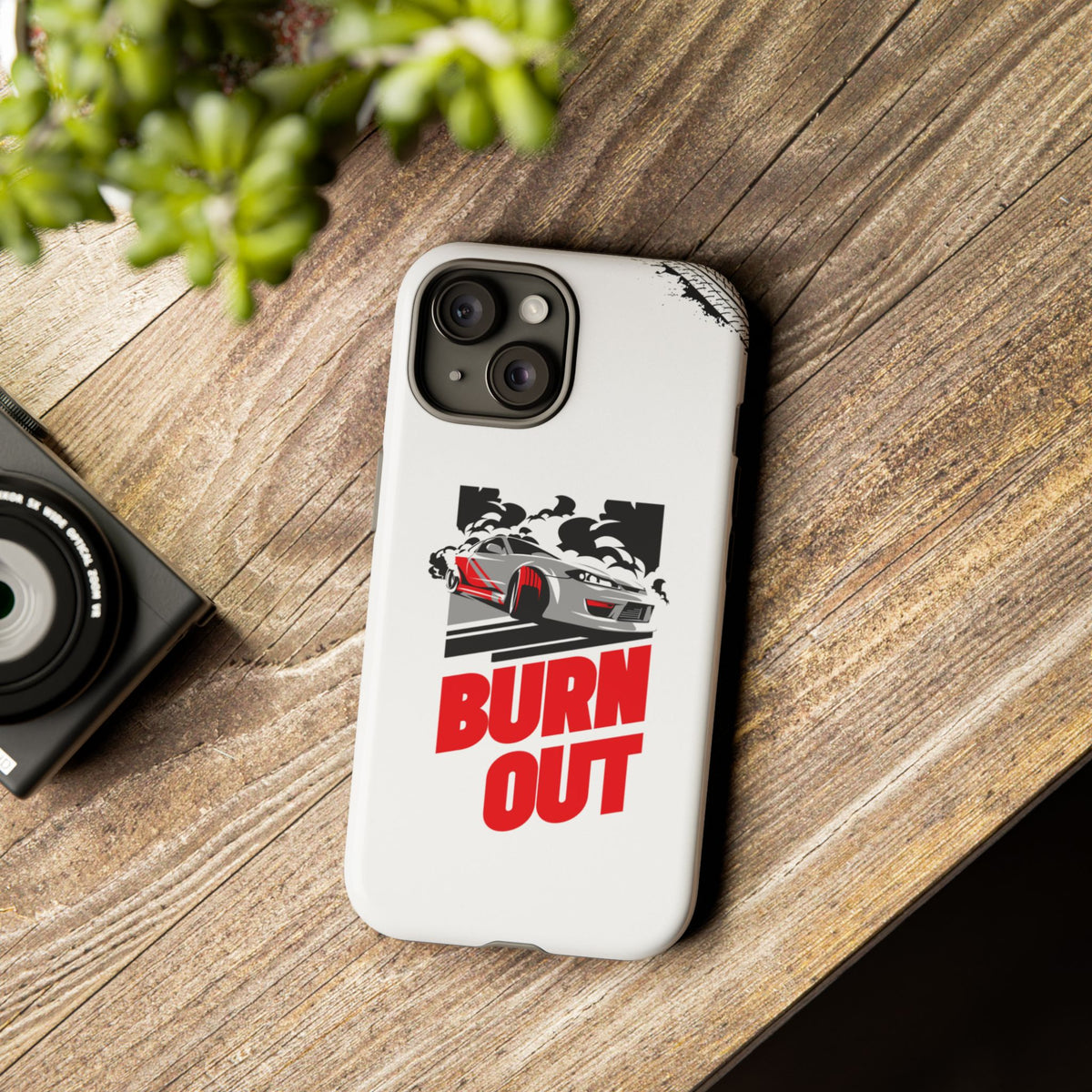 JDM Burnout Tough Car Phone Case - iPhone 15, glossy, lifestyle photo