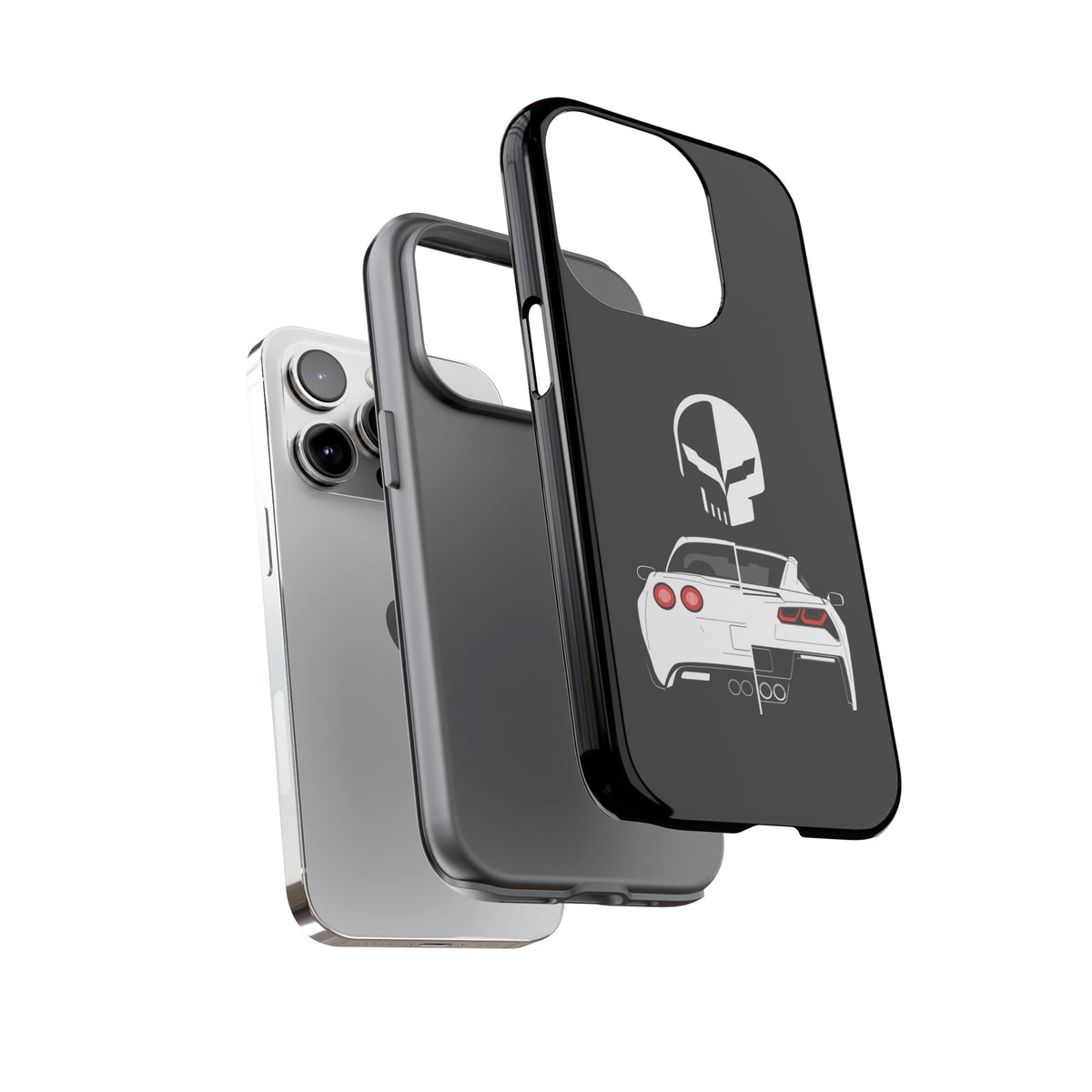 Corvette Punisher Skull Tough Phone Case | Muscle Car Guy Gift