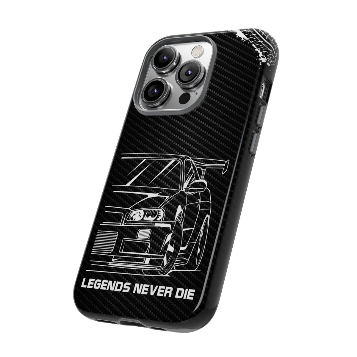 JDM Legends Never Die Tough Phone Case - iPhone 14 Pro, glossy, side view