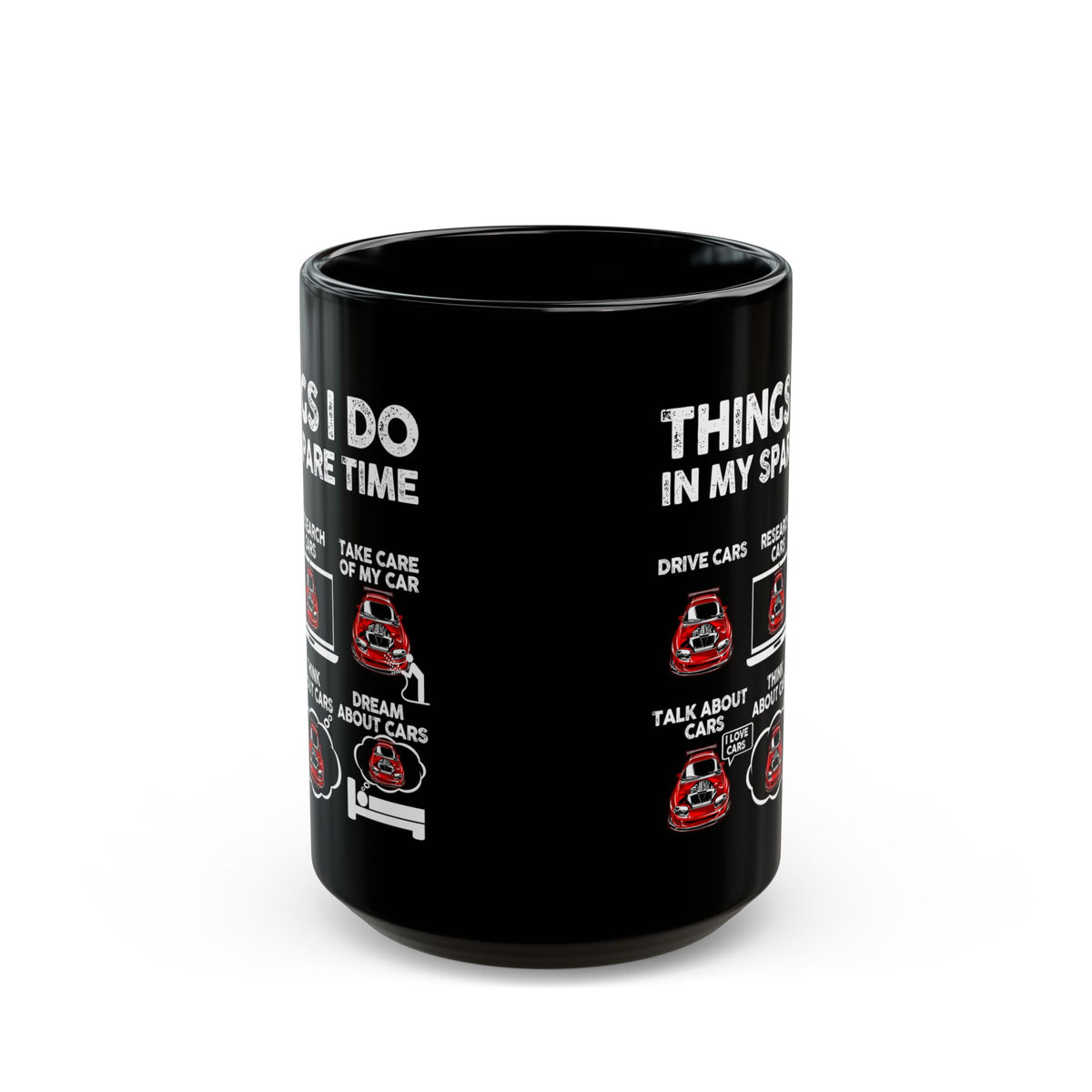Things I Do in My Spare Time JDM Mug - 15oz black coffee mug, front view with print on both sides
