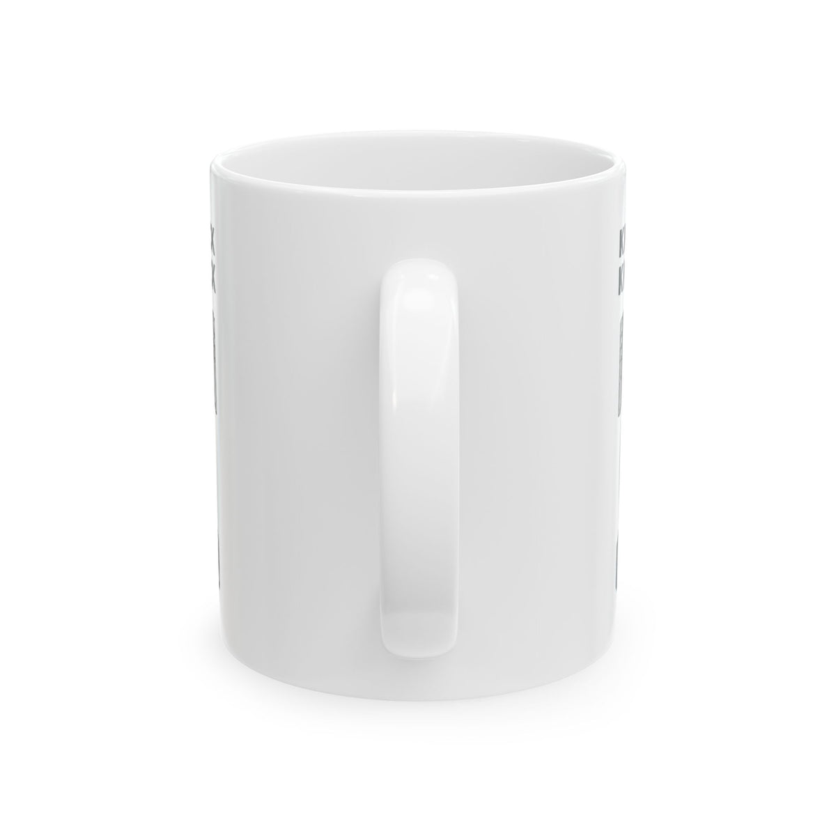 Knock Knock Broken Piston Coffee Mug - 11oz white coffee mug, handle facing front