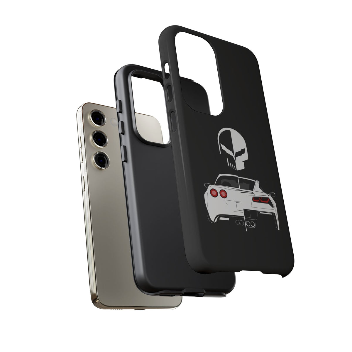 Corvette Punisher Skull Tough Phone Case | Muscle Car Guy Gift