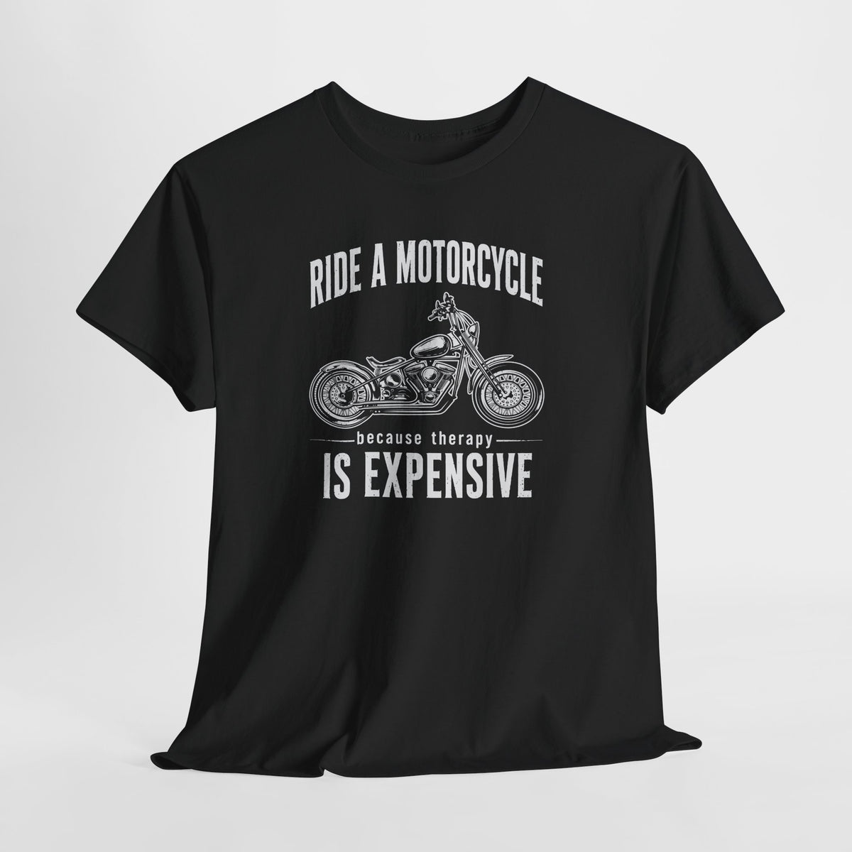 Cruiser motorcycle t-shirt front print, charcoal color