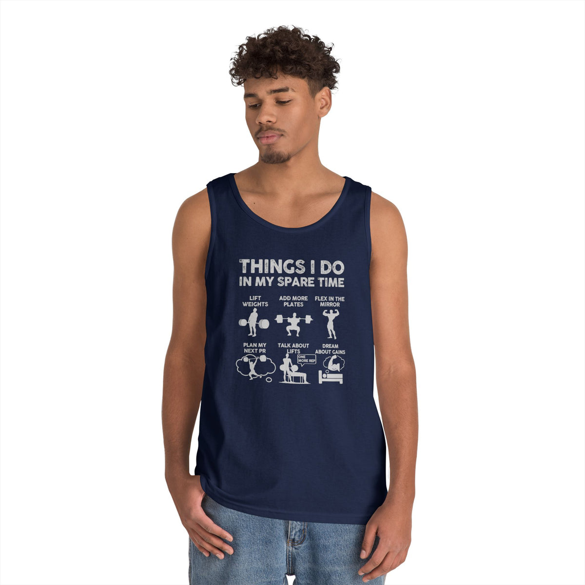 Gym Tank Top for Men, Funny Weightlifting Spare Time Sleeveless Shirt, Workout Lifting Gift, Bodybuilder Singlet