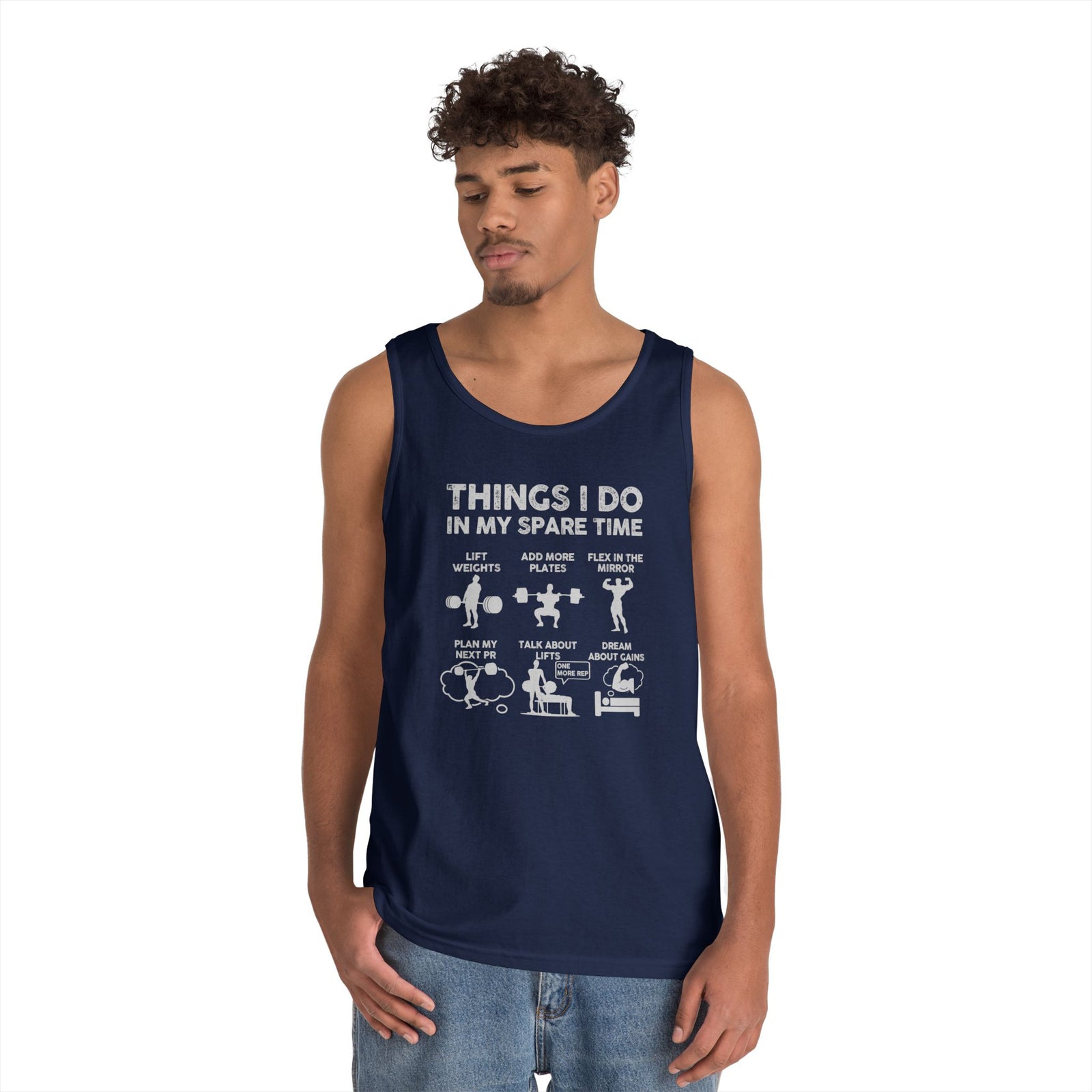Gym Tank Top for Men, Funny Weightlifting Spare Time Sleeveless Shirt, Workout Lifting Gift, Bodybuilder Singlet