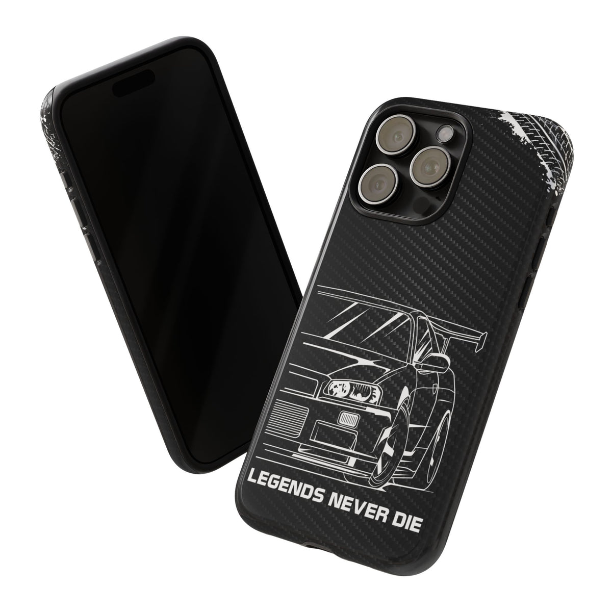 JDM Legends Never Die Tough Phone Case - iPhone 15 Pro Max, glossy, front and back view