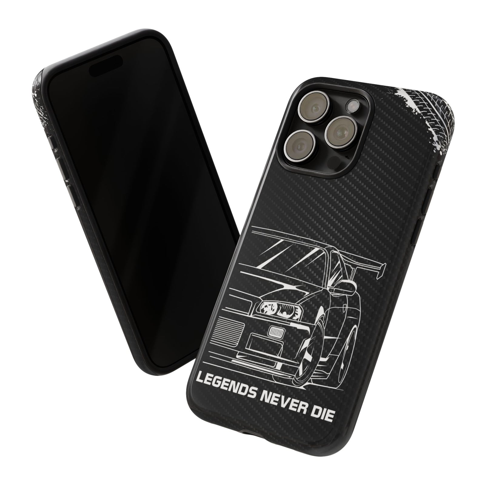 JDM Legends Never Die Tough Phone Case - iPhone 15 Pro Max, glossy, front and back view