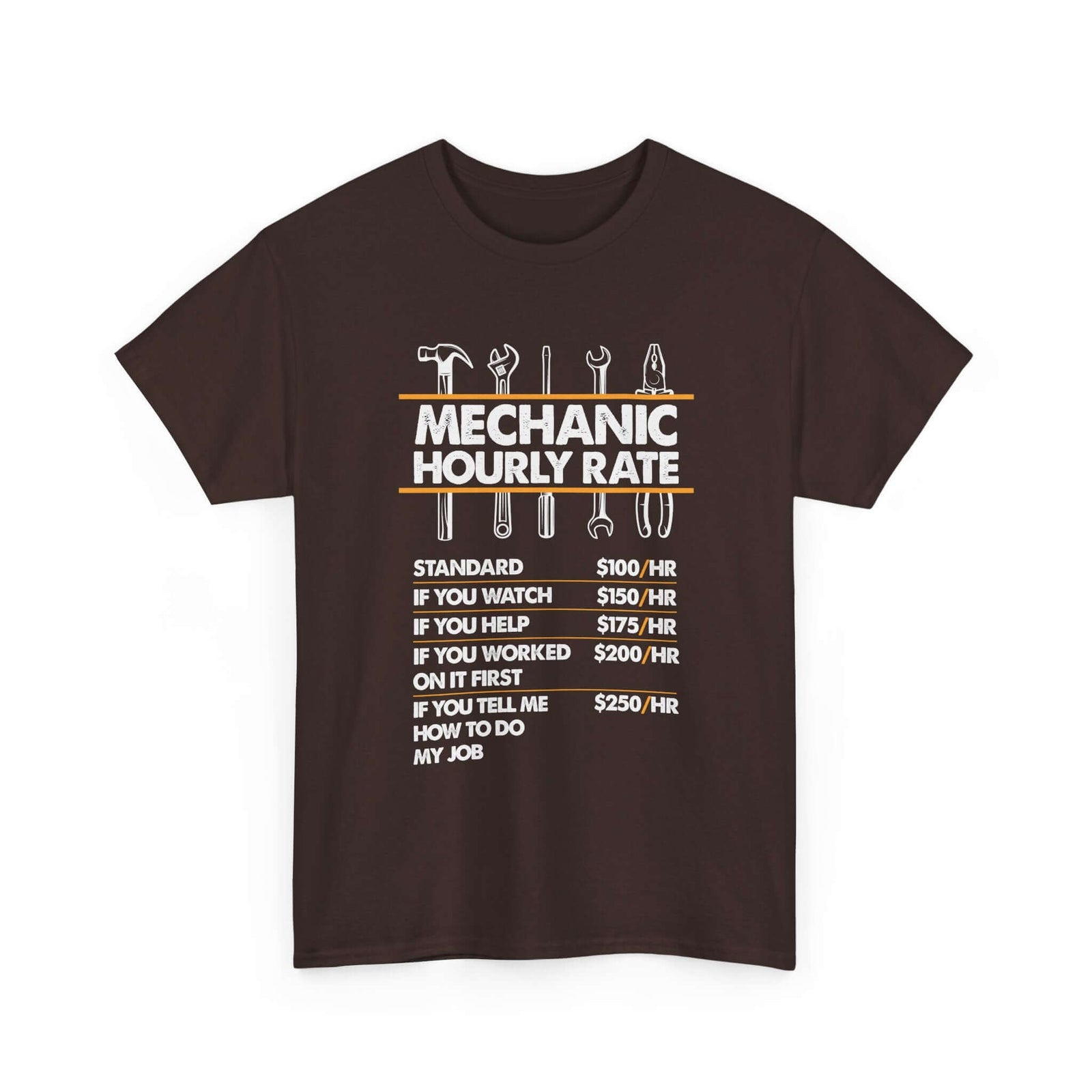 Mechanic Hour Rate T-Shirt | Funny Car Guy Mechanic Tee