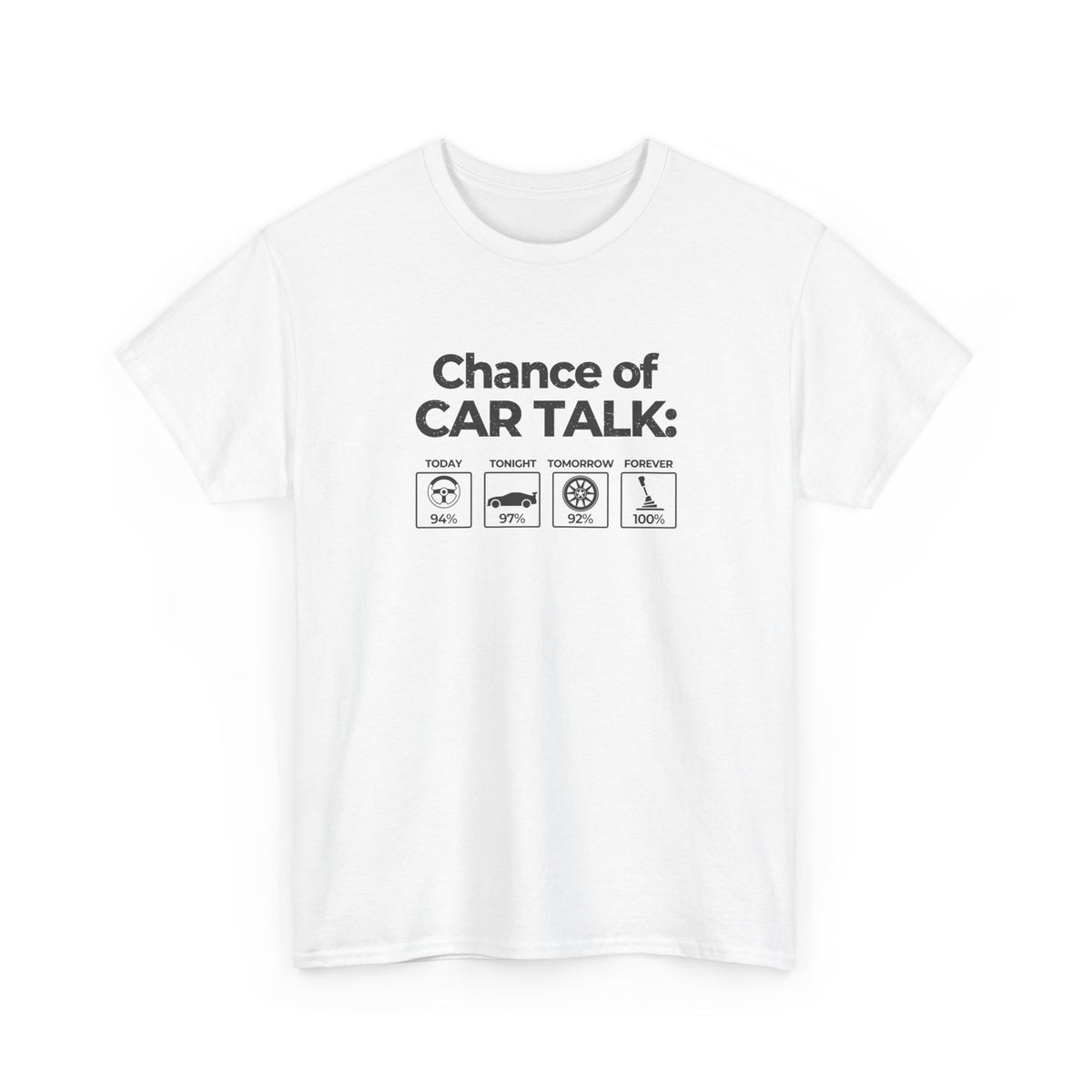 100% Chance of Car Talk T-Shirt design detail