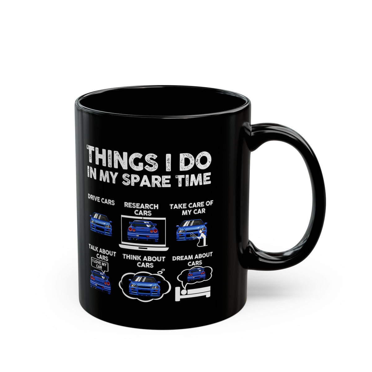 Things I Do in My Spare Time JDM Mug - 11oz black coffee mug, handle on the right