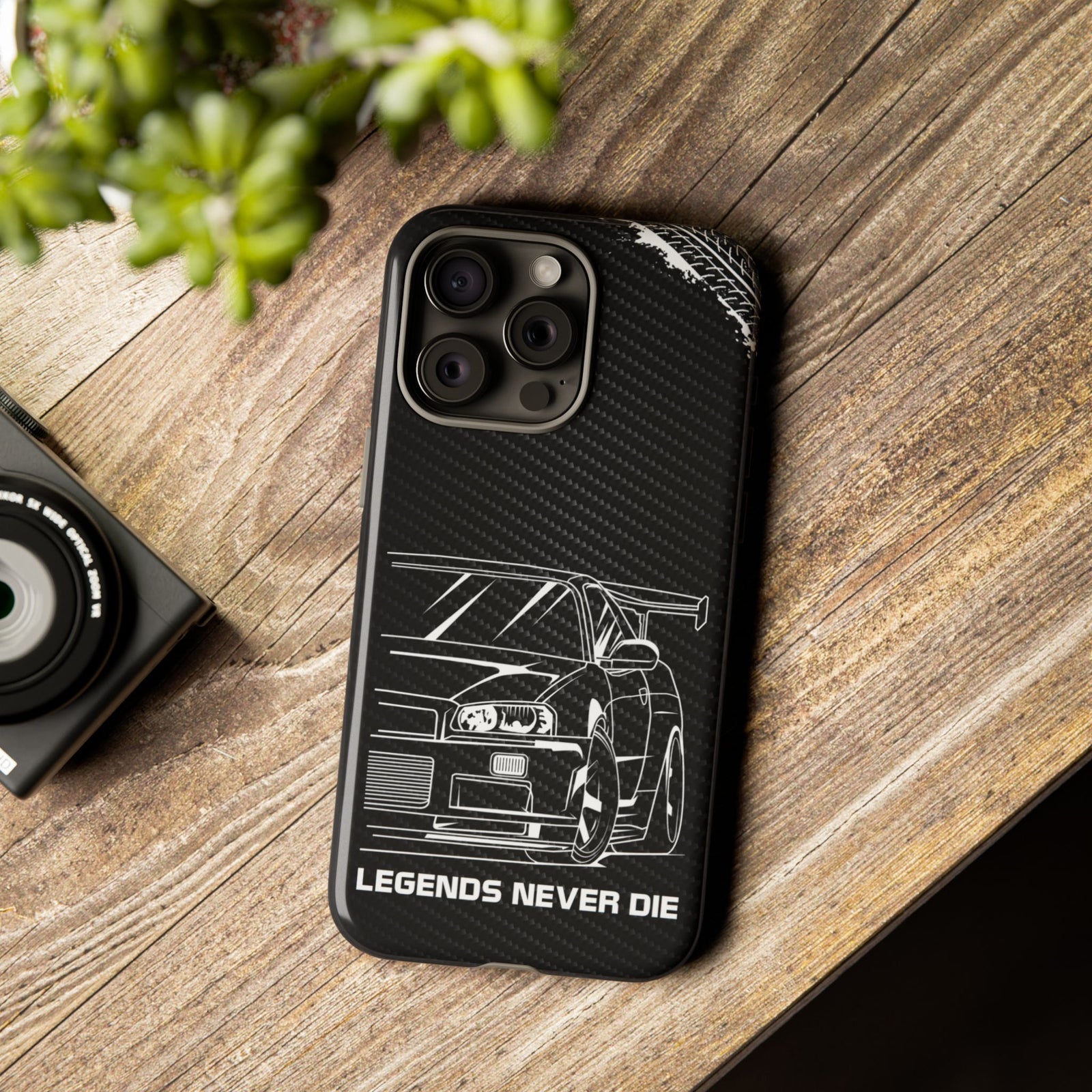 JDM Legends Never Die Tough Phone Case - iPhone 15 Pro Max, glossy, lifestyle photo
