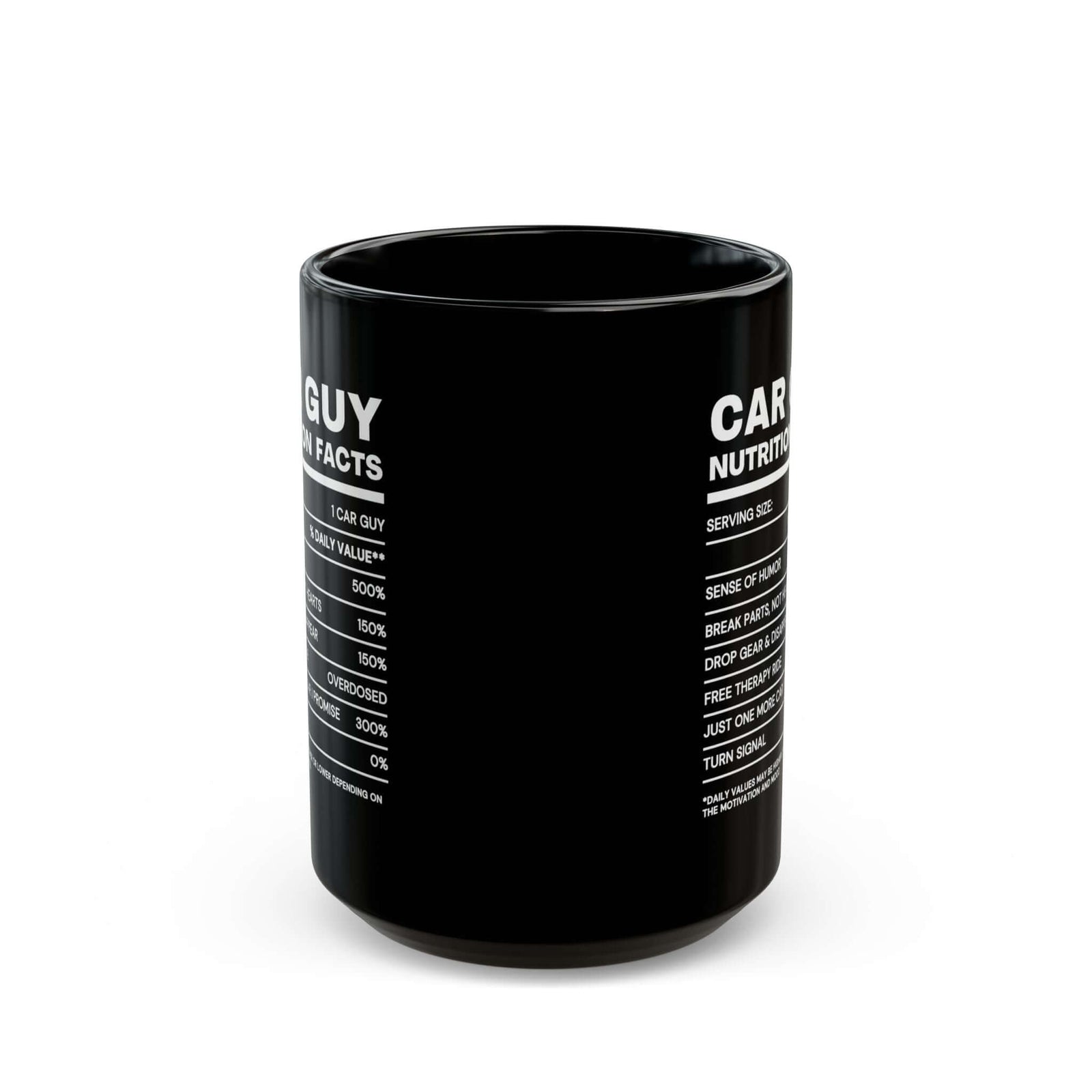 Car guy mug - nutrition facts design - funny coffee mug for car fans
