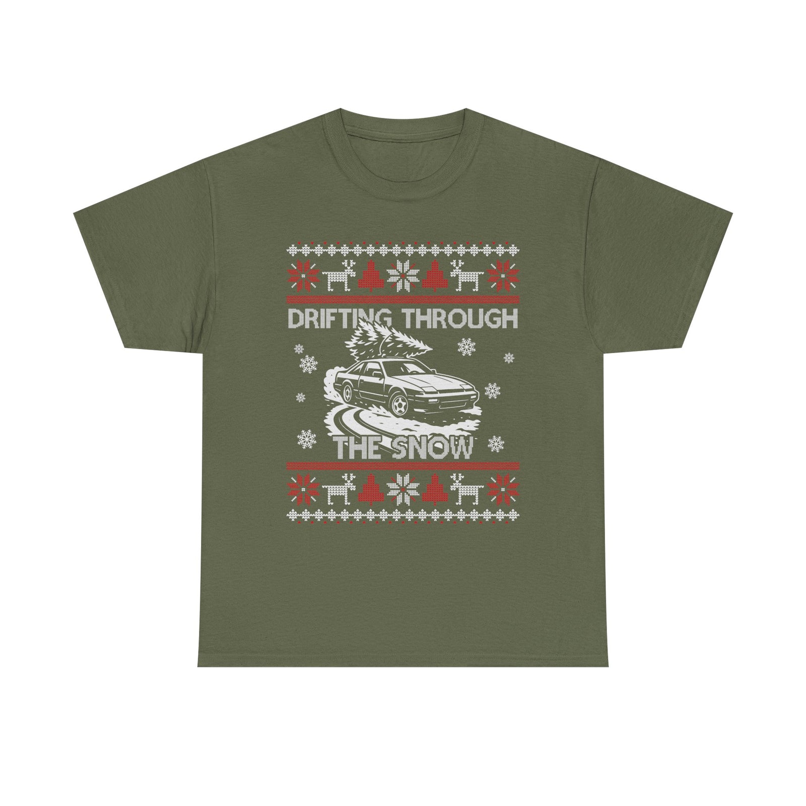 Drifting Through the Snow Ugly Christmas Shirt, Holiday Gift Tee, Christmas Party, JDM Drift Car Guy T-Shirt