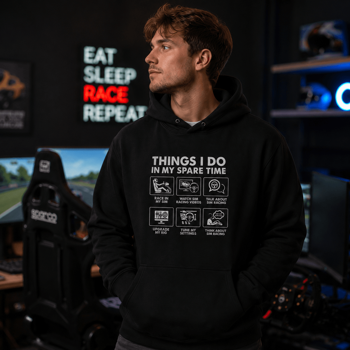 Sim Racing Hoodie - Things I Do In My Spare Time sim racer gift