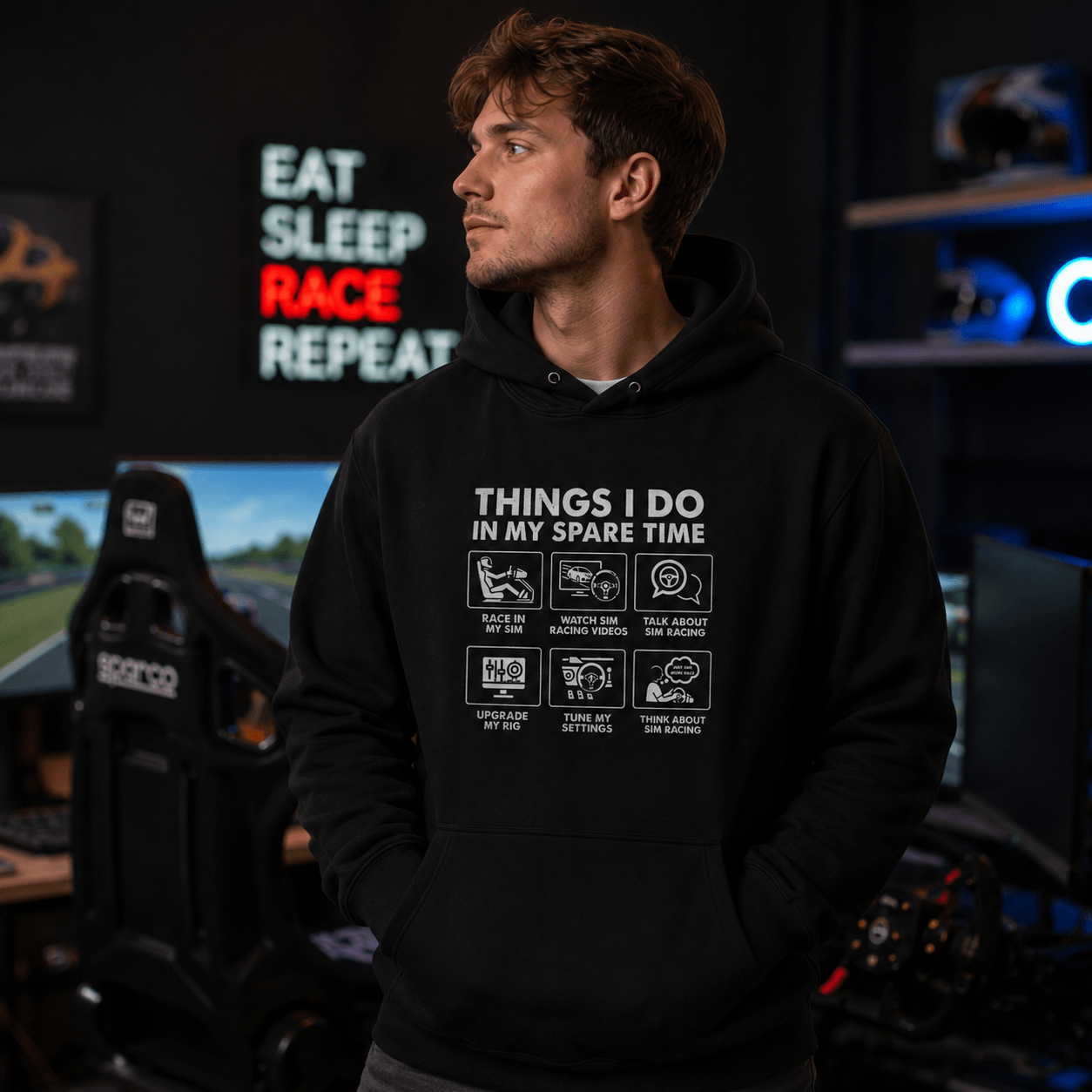 Sim Racing Hoodie - Things I Do In My Spare Time sim racer gift