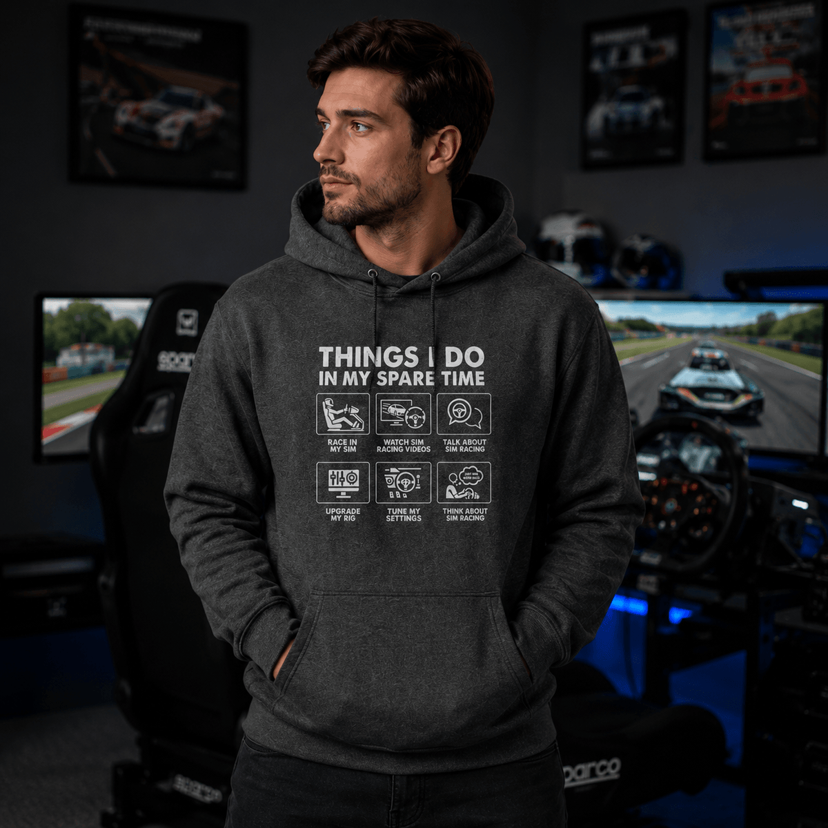 Sim Racing Hoodie - Things I Do In My Spare Time sim racer gift