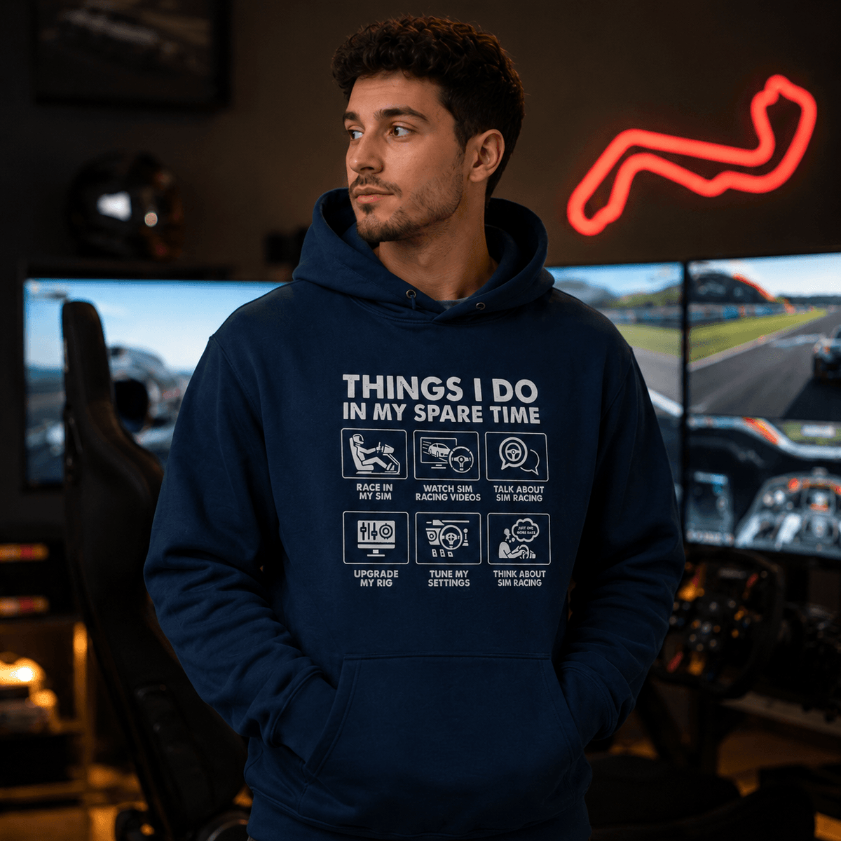 Sim Racing Hoodie - Things I Do In My Spare Time sim racer gift