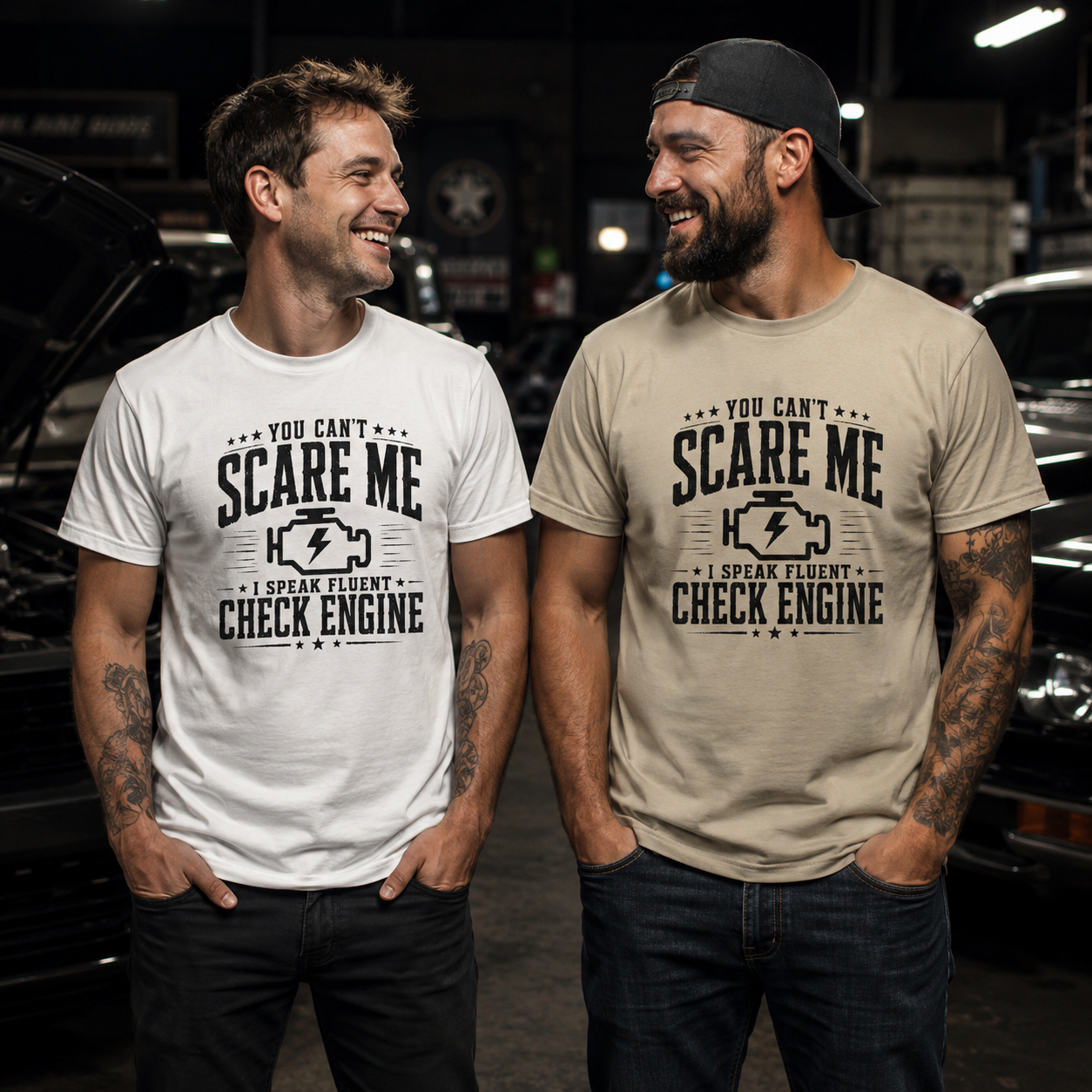 Vintage Check Engine shirt ash | Distressed gearhead gift tee | 365CarMods