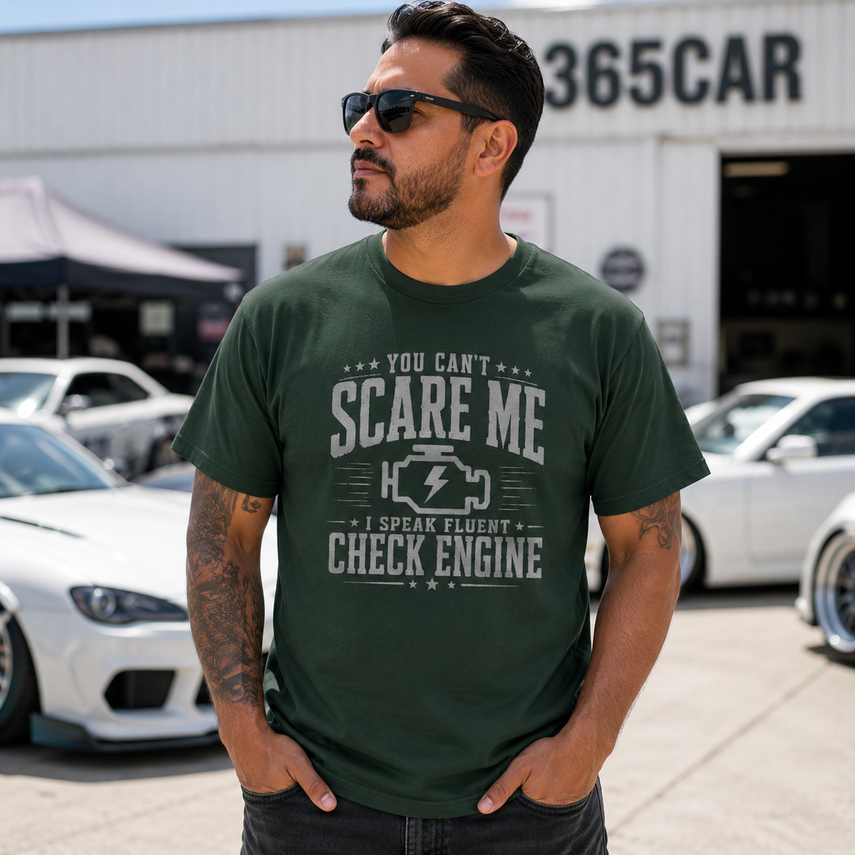 Vintage Check Engine shirt purple | Distressed car tee | 365CarMods