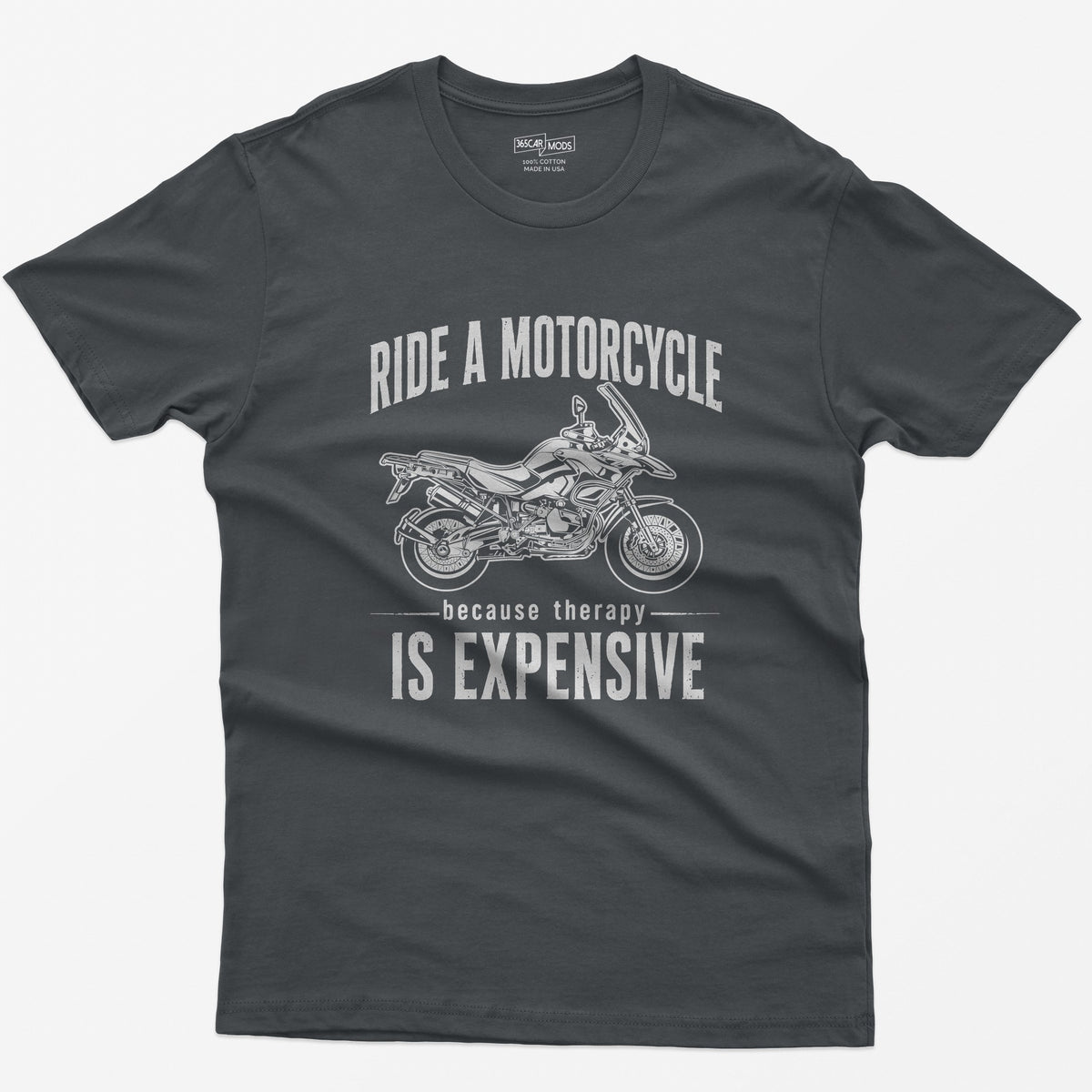 Adventure Motorcycle T-Shirt - Charcoal