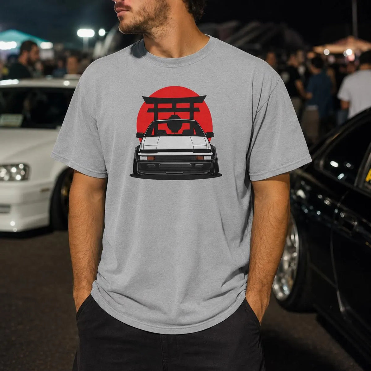 AE86 Drift t-shirt design print | JDM Rising Sun car enthusiast tee | 365CarMods