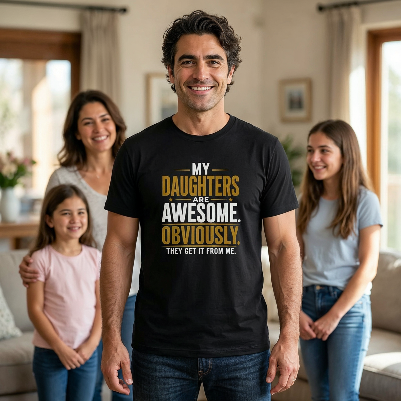 My Daughters Are Awesome t-shirt design print | Funny proud dad gift tee | 365CarMods