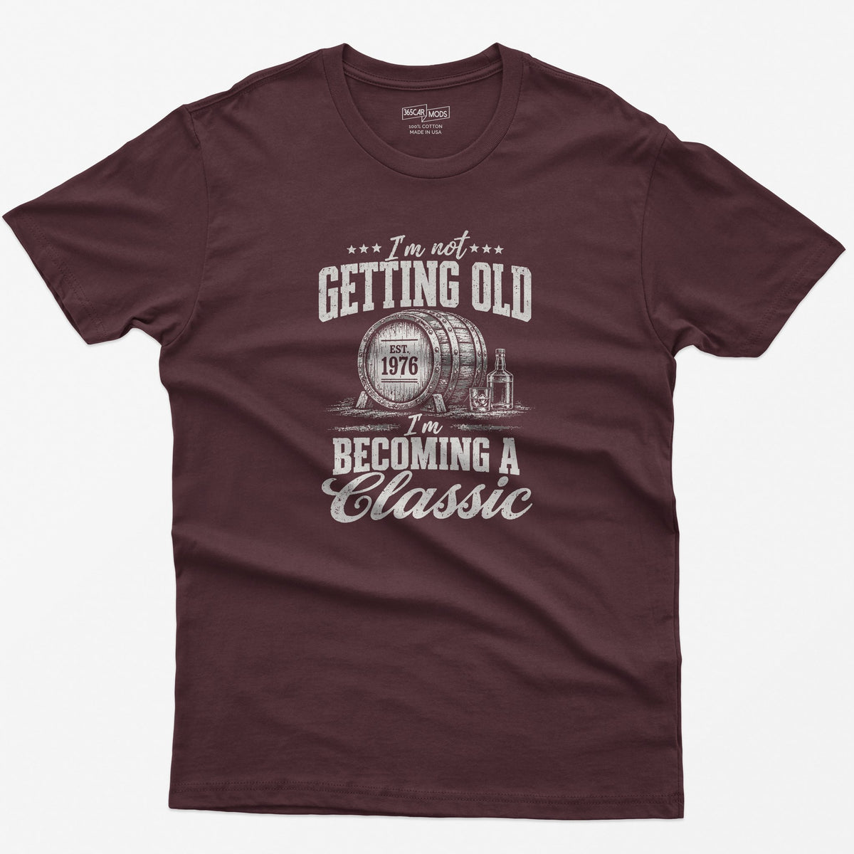 Becoming A Classic Whiskey T-Shirt in Maroon