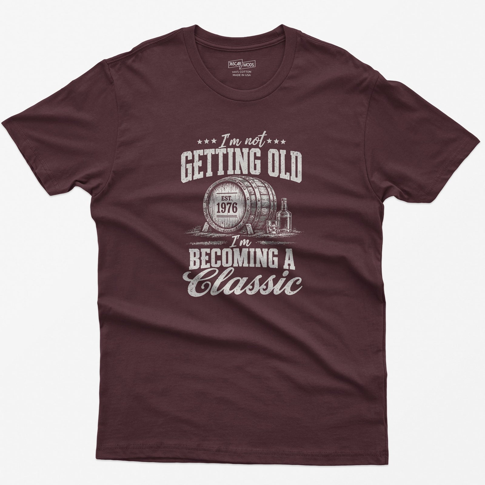 Becoming A Classic Whiskey T-Shirt in Maroon
