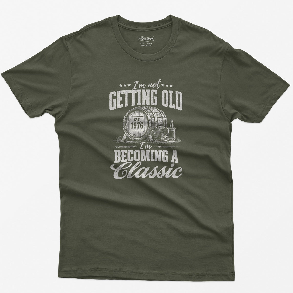 Becoming A Classic Whiskey T-Shirt in Military Green