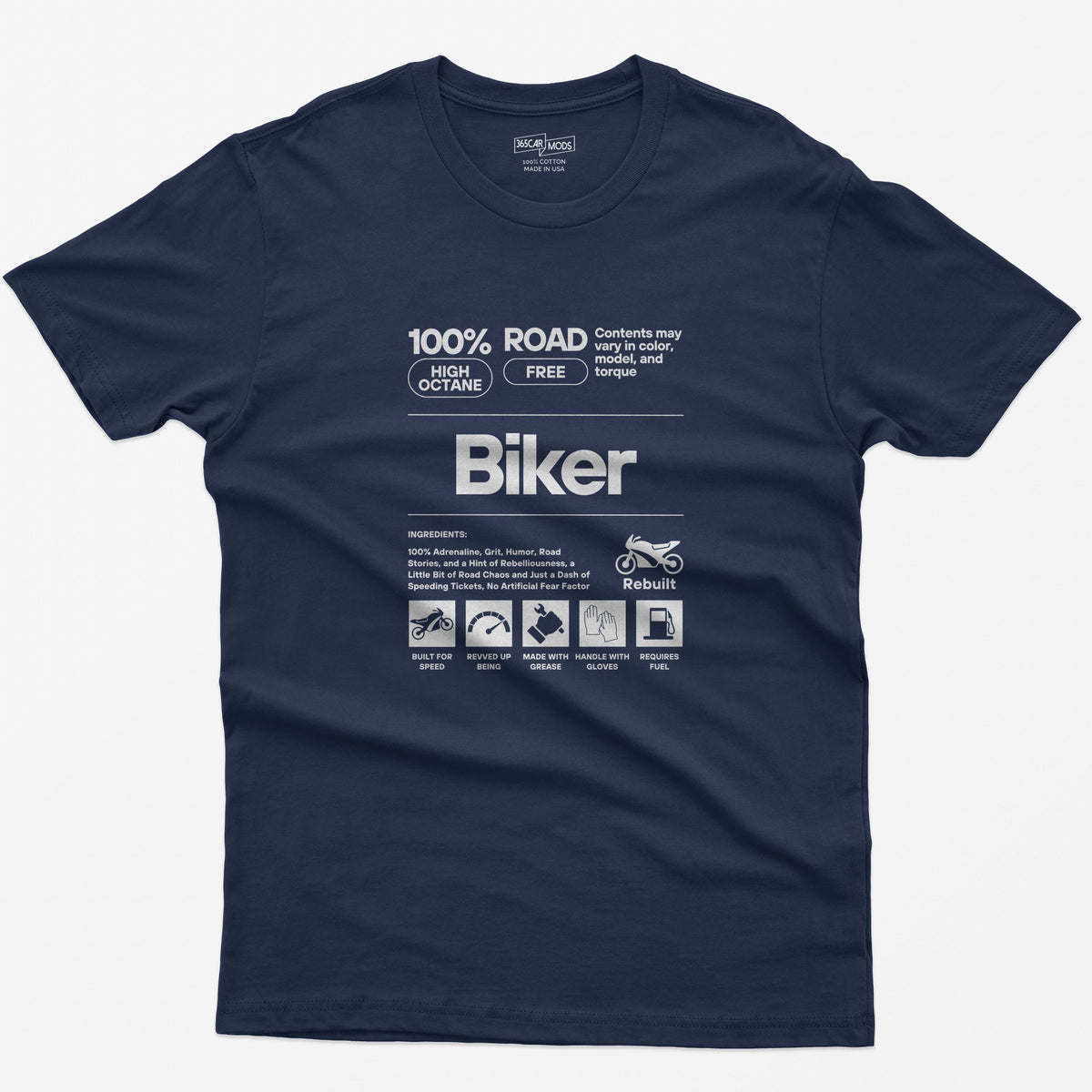 Biker Definition T-Shirt - Navy