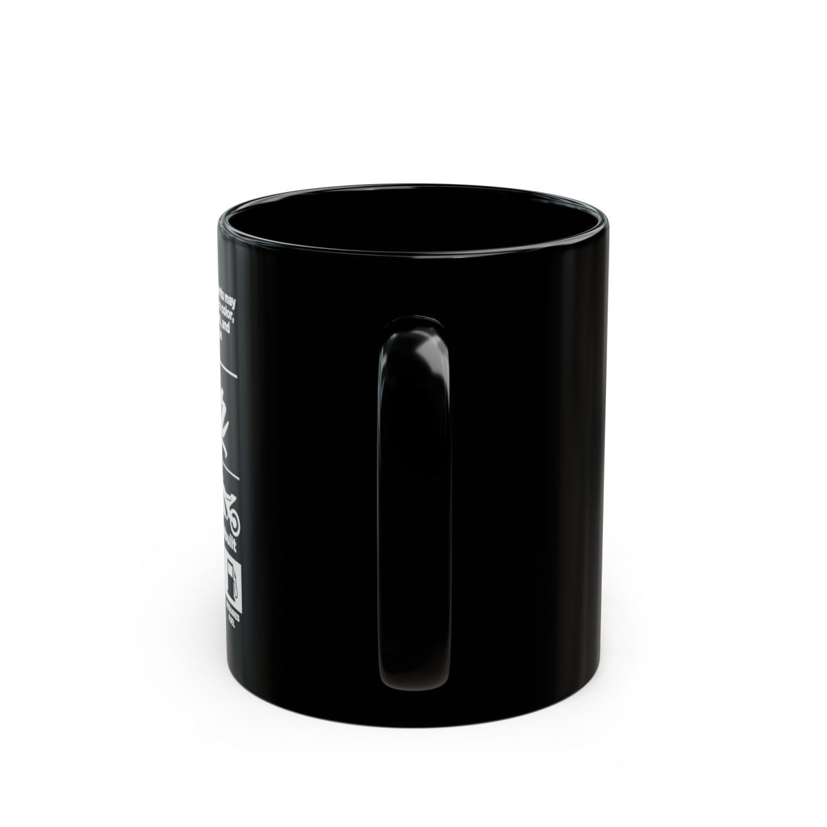 Biker Ingredients Label Coffee Mug - 11oz black coffee mug, back view