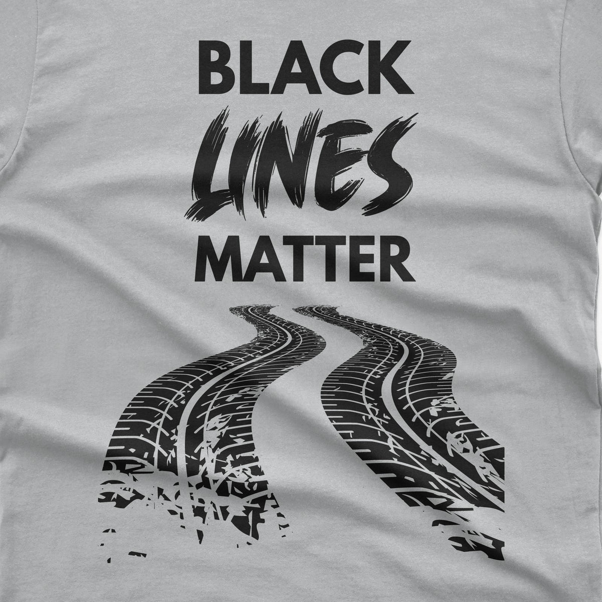 Black Lines Matter Car T-Shirt design close-up